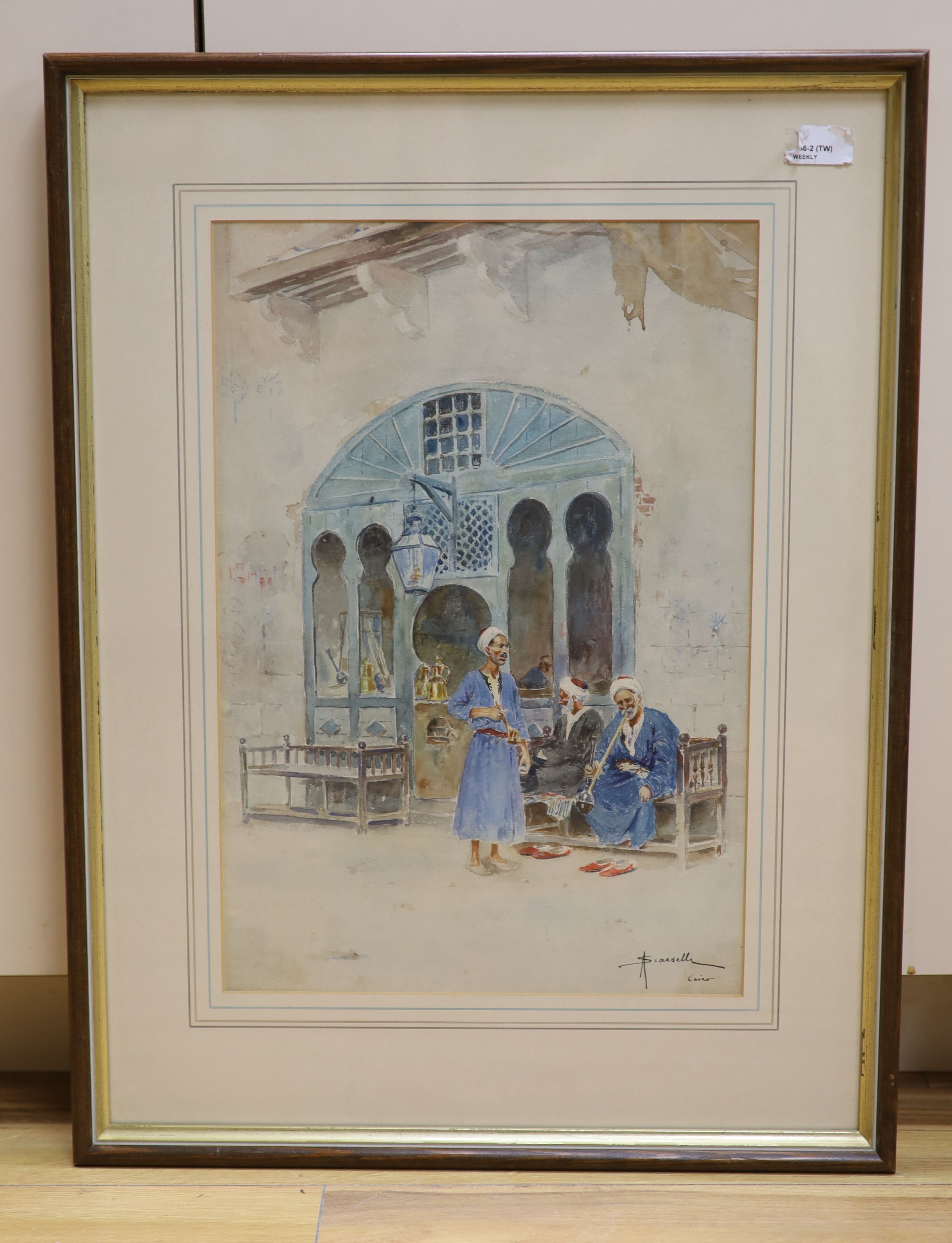 Adolpho Scarselli (Italian 1866-1945), watercolour, 'Cairo', signed, 45 x 31cm. 45 x 30cm